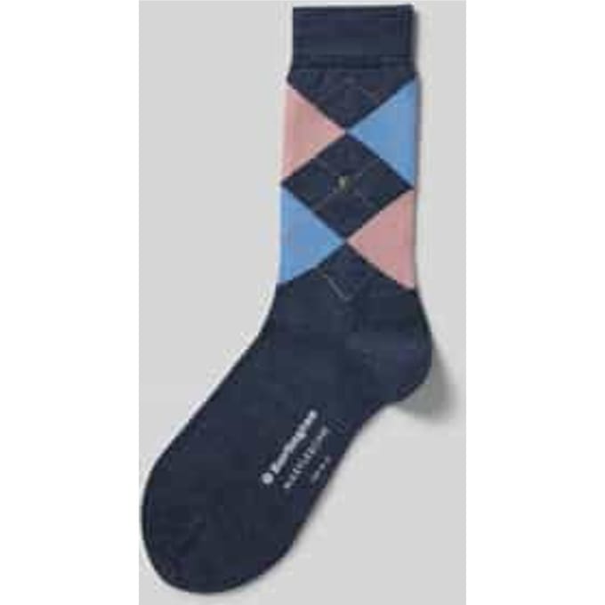 Burlington Marylebone gedessineerd wol sokken dames blauw - maat 36-41
