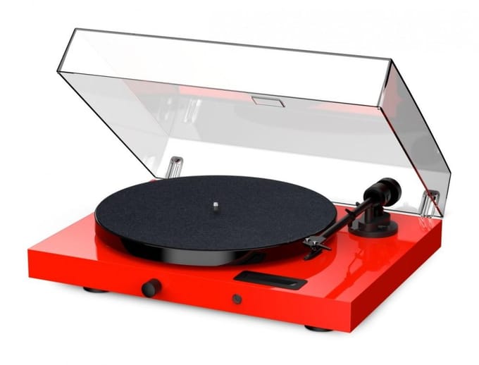 Pro-Ject JukeBox E1 + OM5e Platenspeler, Systeem alles-in-één / Plug and Play met Bluetooth, rood piano , Pro-Ject rood