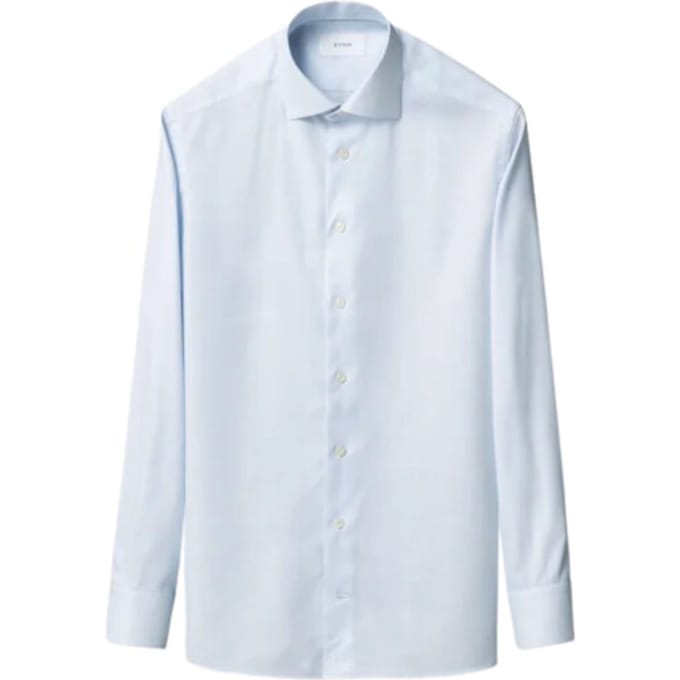 Eton Semi Solid Cotton Lyocell Shirt Lange Mouw Overhemden Lichtblauw 100015130