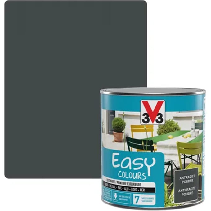 V33 Metaallak Easy Colours - Anthraciet - Poeder Mat 0.5l