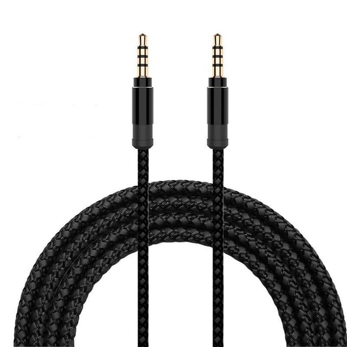 Audio Kabel 3.5 mm Stereo 1,5 mtr - Zwart gevlochen