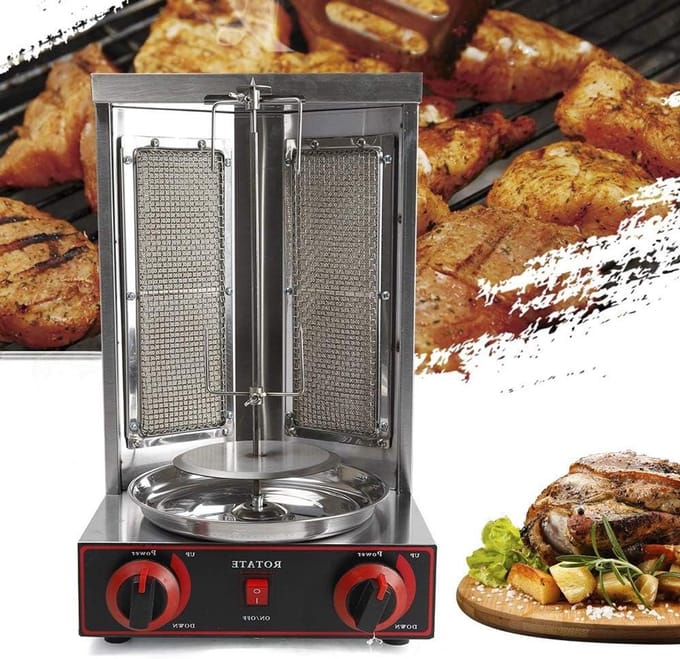 Verticale Grill - Shawarma Machine Gyros Grill - Vlees Grillen - Automatische Draaispit - 3000 Watt - Zilver