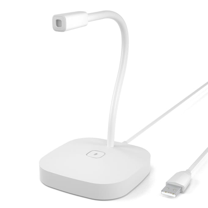 Microphone d'ordinateur de bureau Microphone USB filaire Microphone à condensateur omnidirectionnel à 360 degrés blanc froid