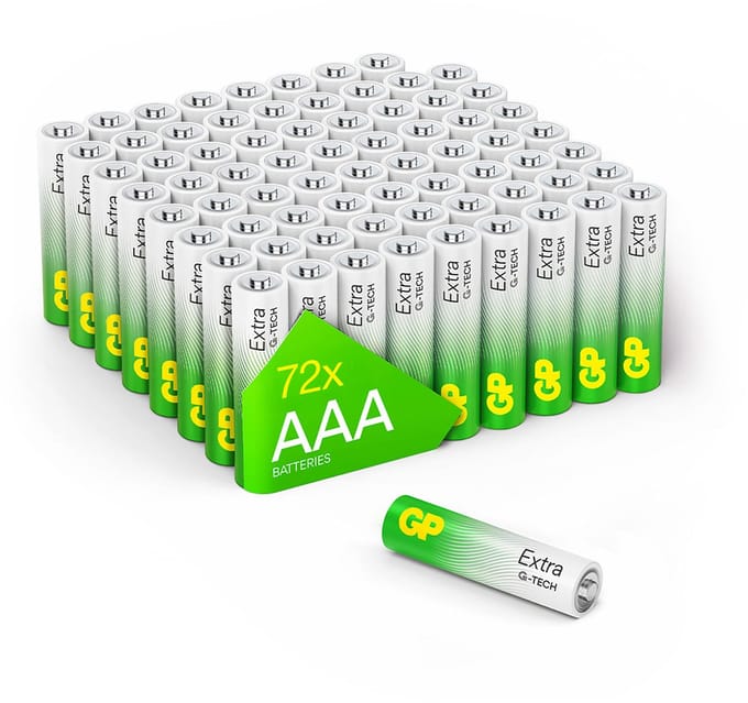 GP Extra Alkaline AAA batterijen - 72 stuks batterijen AAA (Micro/ LR03) - Batterij AAA met nieuwe G-TECH Technologie
