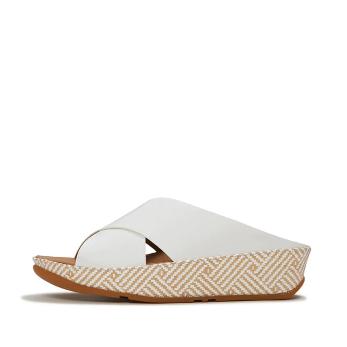 FitFlop FitFlop Lulu Lux Graphic-Weave Leather Cross Slides WIT - Maat 43