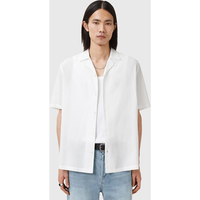 AllSaints Haven Ss Shirt White Größe: M | Casual hemden Outlet | Herren | Weiß