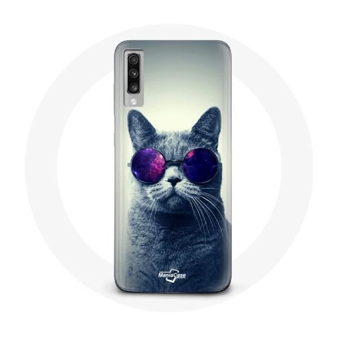 Samsung Galaxy A70 Cat hoesje met paarse bril