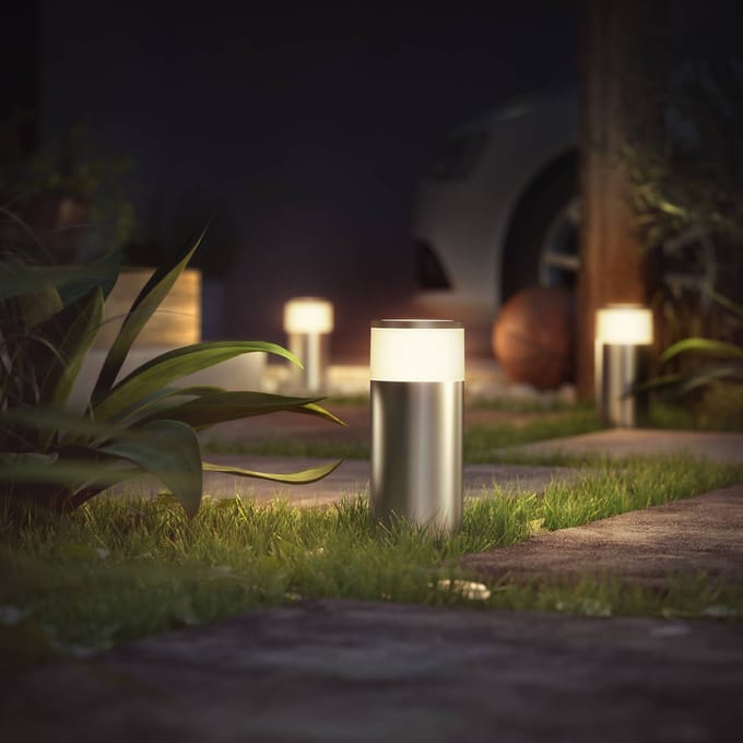 Philips Hue Calla Sokkellamp - Wit En Gekleurd Licht - Roestvrij Staal - Laag - Lowvolt - Uitbreiding