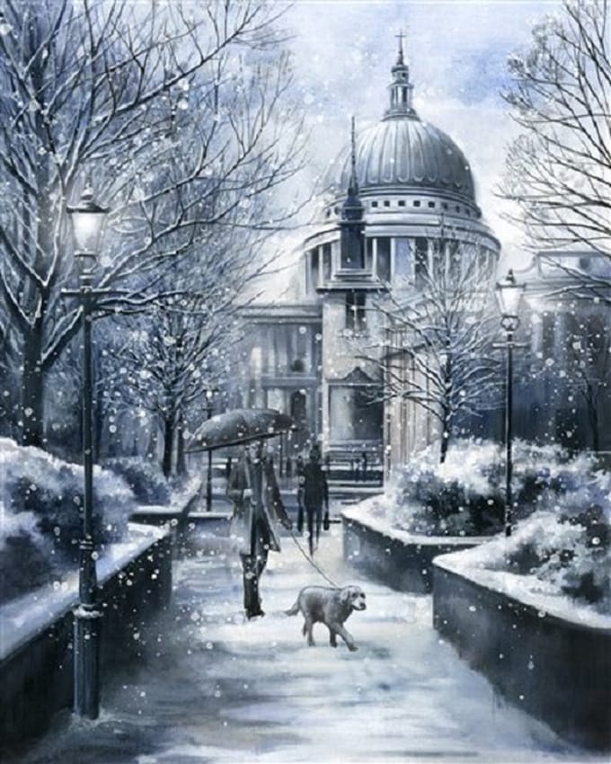 Diamond Painting "A Walk in winter" 40 x 50 cm partial