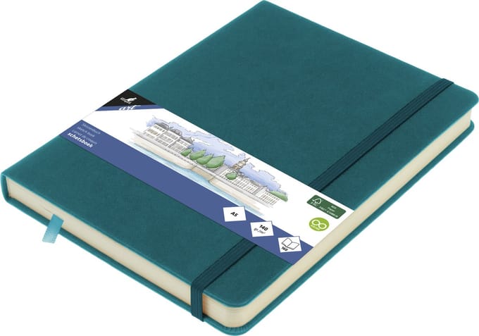 Kangaro schetsboek - A5 - dark turquoise - met elastiek en lint - 2 stuks - K-861294