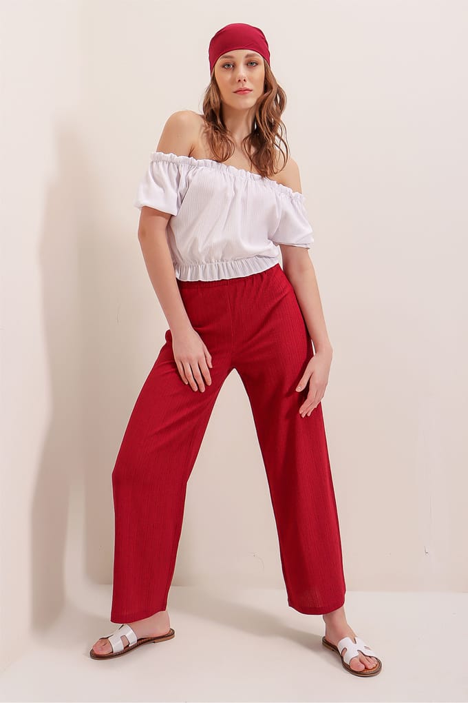 Textuur Relaxed Fit Gebreide Broek