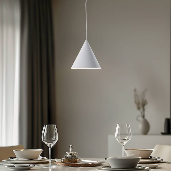 TK Lighting Cono hanglamp, wit, Ø 19 cm, staal, 1-lamp
