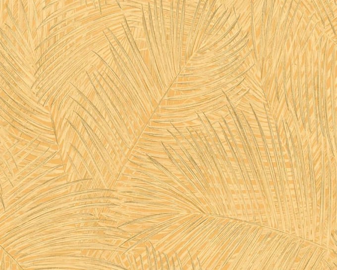 GEEL ORANJE PALMBLADEREN BEHANG - AS Creation Sumatra