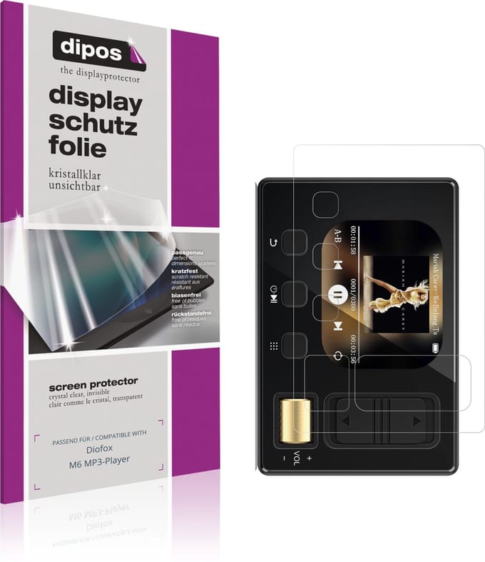 dipos – 4x Beschermfolie geschikt voor Diofox M6 MP3-Player | Krasbestendige & heldere Screenprotector Ultra-Thin