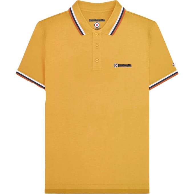 Lambretta Heren SS25 Driekleurige Polo Shirt (Goud)