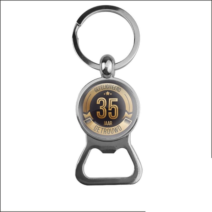 Bieropener Glas - Gefeliciteerd 35 Jaar Getrouwd