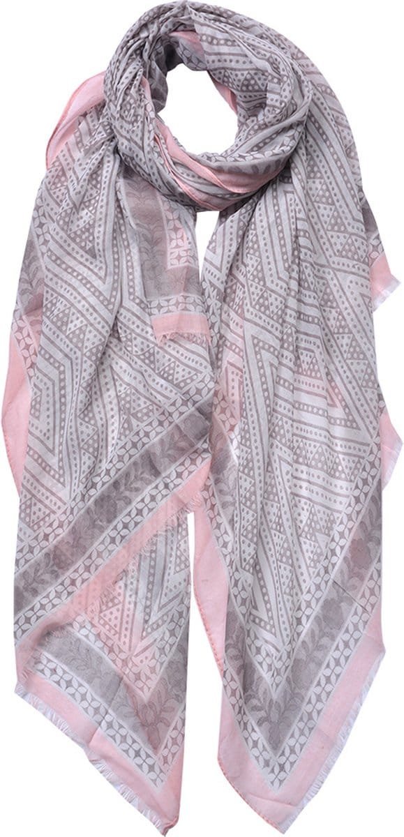 Juleeze Sjaal Dames Print 90x180 cm Roze Grijs Synthetisch