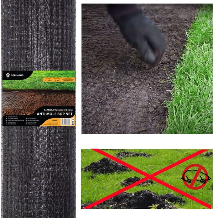 Springos Mollengaas | Mollenbestrijding | Mollennetten | 2x 100 m | 30g/m2 | Zwart