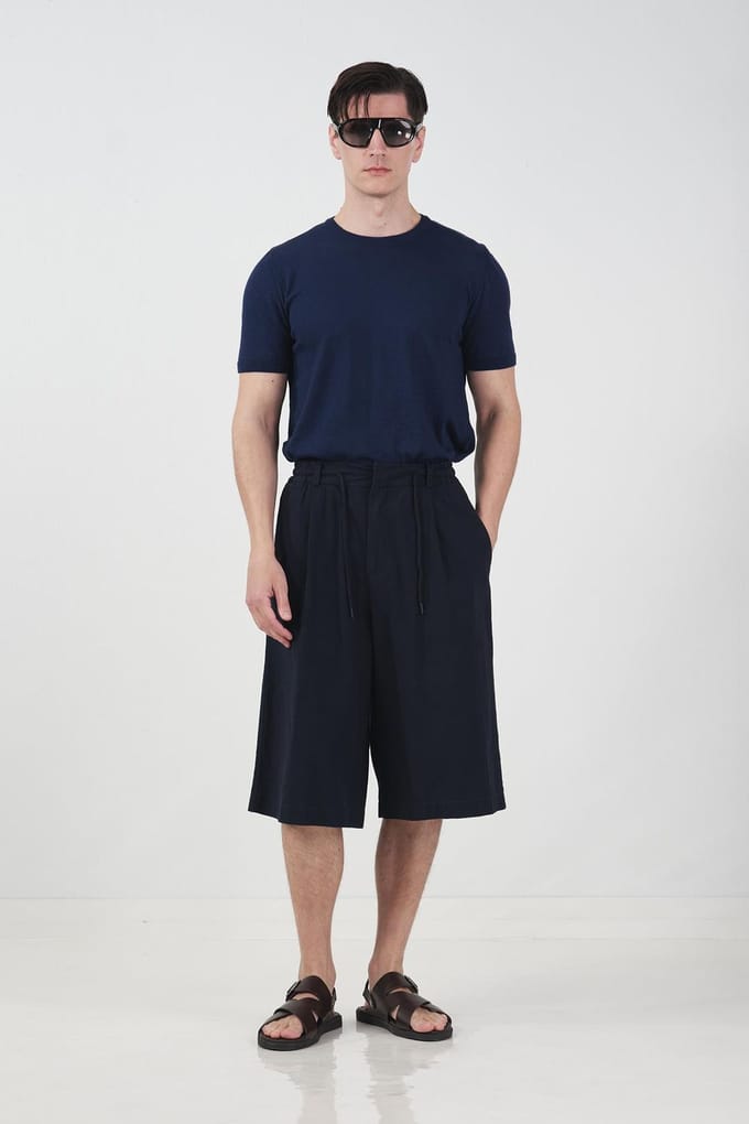 Chino-stijl Wijde Lange Shorts met Touwsluiting Enkel