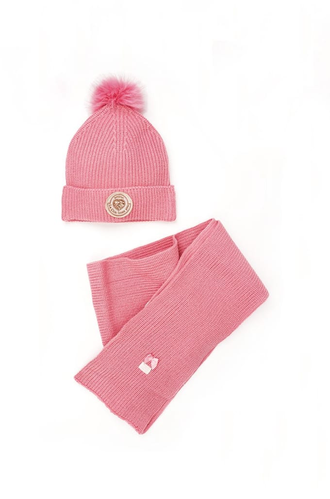 Le Chic winter muts & sjaal set meisjes - roze - Rosa & Reya