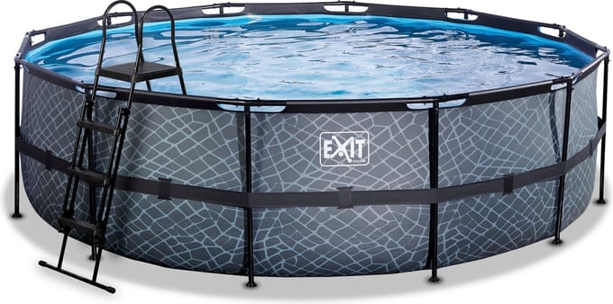 EXIT Stone Frame Zwembad ø488 - Opzetzwembad - met Filterpomp - Rond - Grijs