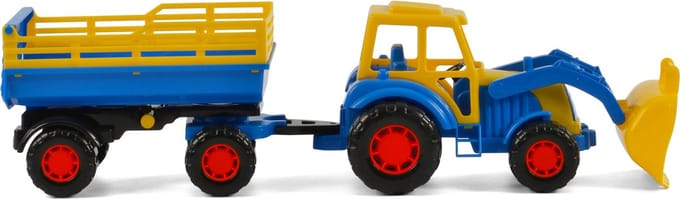 Cavallino Toys Cavallino Tractor with Front Loader and Trailer Blue