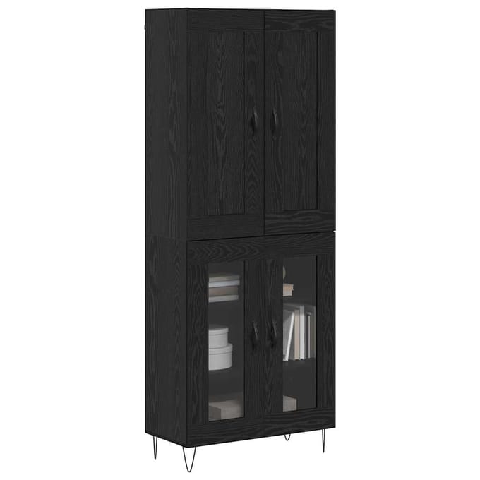vidaXL - Highboard - Zwart - Eiken - 69,5 - x - 34 - x - 180 - cm - Bewerkt - hout