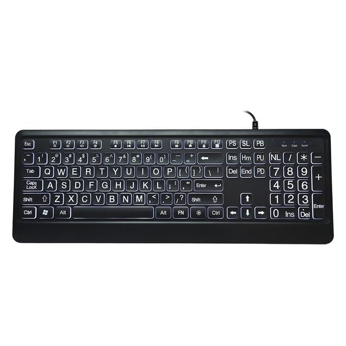Ergonomisch USB-interface Multimedia LED Wit Backlit Toetsenbord voor Oudere Man