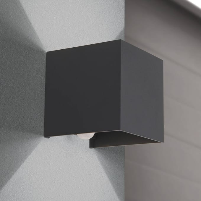 ORION Buitenwandlamp Cube-S, antraciet, metaal, sensor