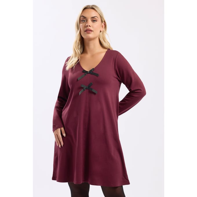 Yours Bourgondischrode Tuniekjurk Met Strikdetail Size 46