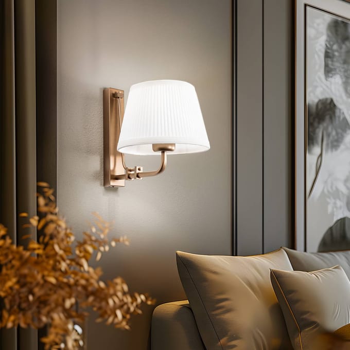 Argon Wandlamp Atro, oud goud met witte kap