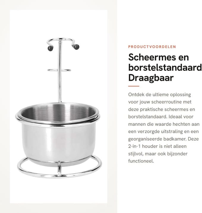 Dailygoods- Scheermes 2-in-1 - Scheermes houder - Scheerkwast standaard - Schuimkom - Roestvrij staal - Draagbaar en multifunctioneel - Scheerset