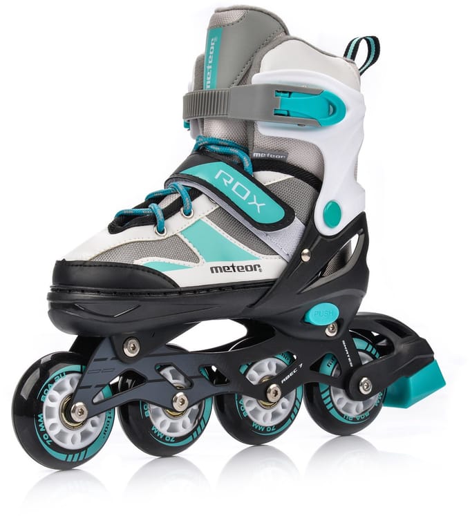Meteor Rollen S 30-33 Rox - Mint - verstelbare, ABEC-7 carbon lagers, aluminium schaats en PU-wielen