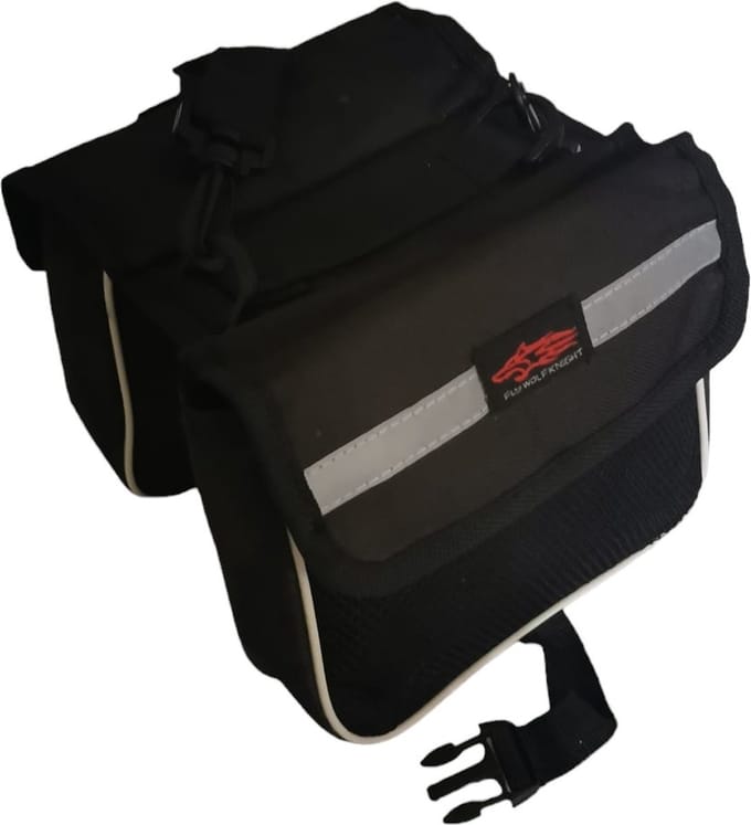 FLY WOLF KNIGHT Fietstas - 4 vaks - Stuurbevestiging - zwart - klittenbandsluitingen