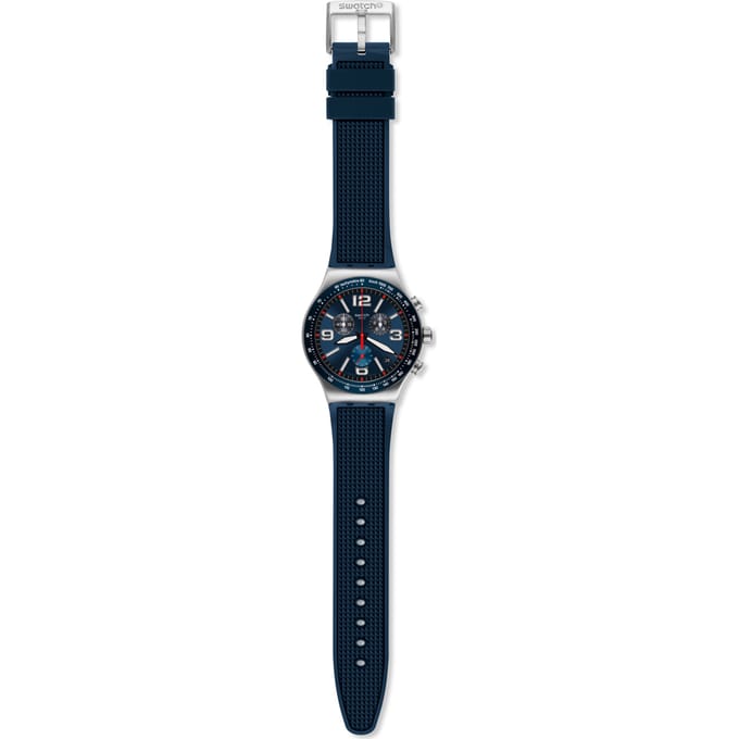 SWatch YvS454 Irony Blue Grid Chronograaf Heren Urethaan Horloge YVS454 gray