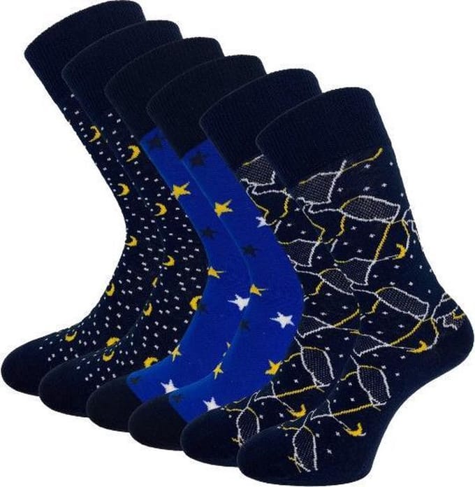 6 paar SQOTTON - Naadloze sokken - Galaxy Maat 36-40