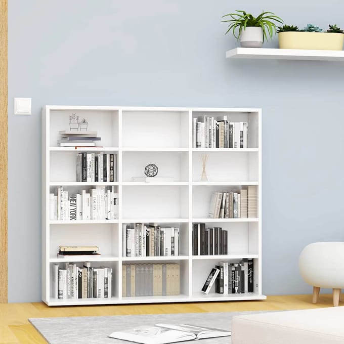 vidaXL - Cd-kast - 100x23x89,5 - cm - bewerkt - hout - wit