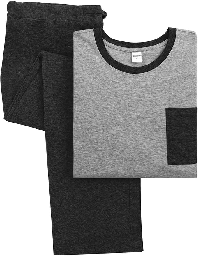 Milanoro - Comfortabele katoenen pyjama voor heren - Zwart/grijs - XL