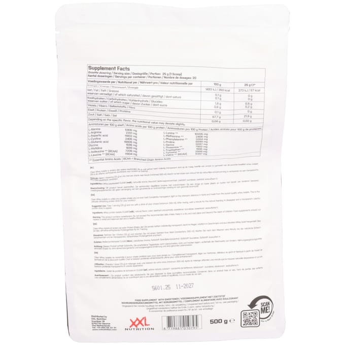 XXL Nutrition - Clear Whey Isolate - Aardbei Kers - Eiwitpoeder - 500 g