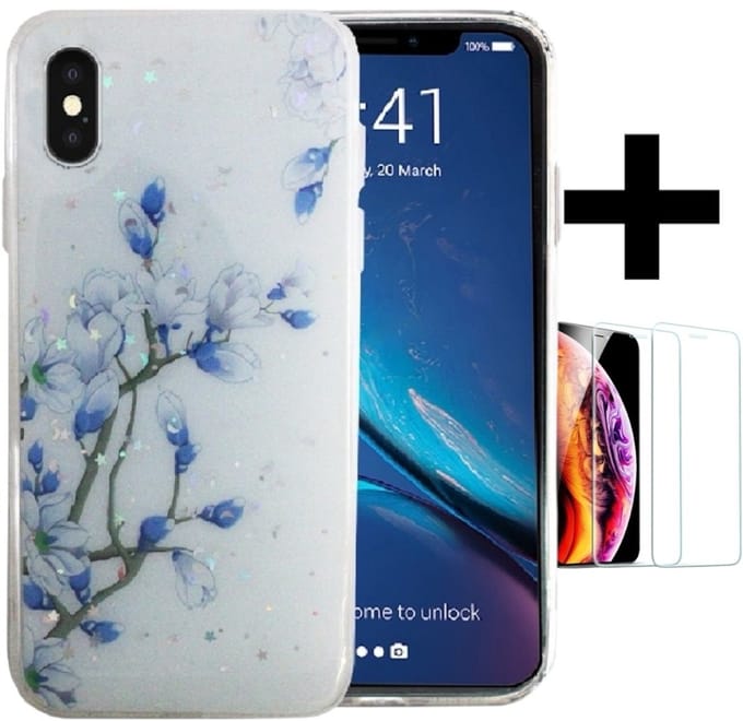 Hoesje Geschikt voor Apple iPhone XS Max silicone/TPU back cover print/iphone xs max print achterkant + gratis screenprotector (1)