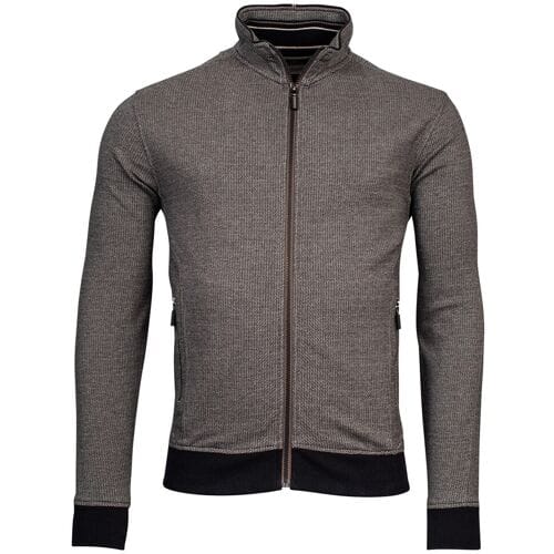 Baileys Vest Two-Tone Jacquard Sweat Cardigan Zip Beige / male