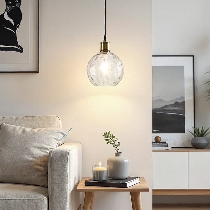 LumenXL 1-lichts hanglamp Verona transparant - rond glas bolling
