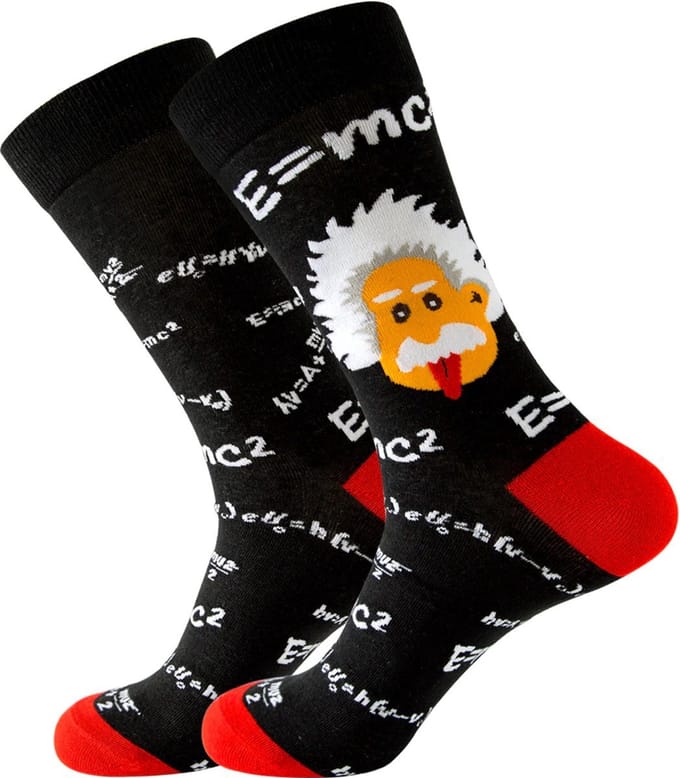 Wetenschap Sokken met Einstein - Grappige Heren sokken maat 40-46 - E=MC² - Wiskunde