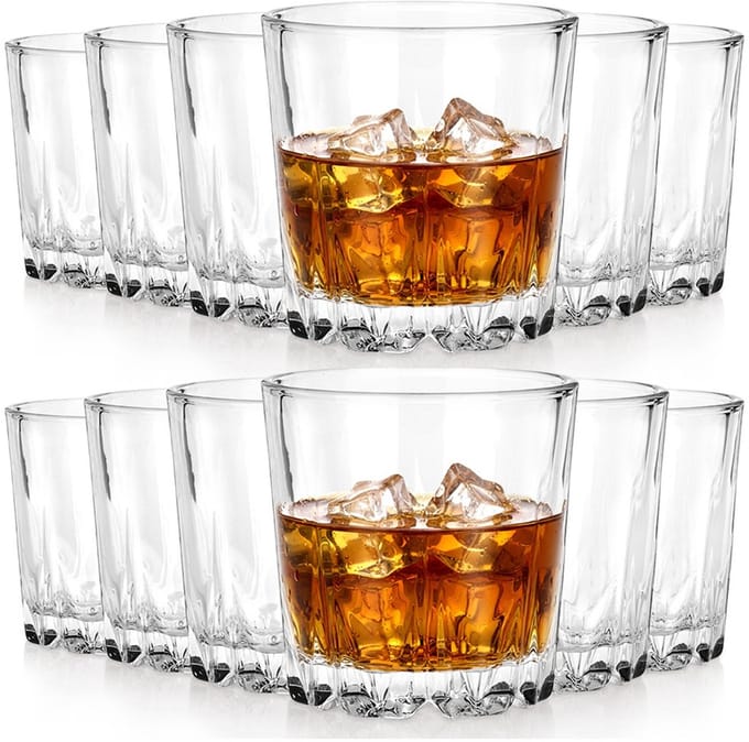Whiskey Glazen 280 ml 12 stuks - Glas - Set - Waterglazen - Drinkglazen