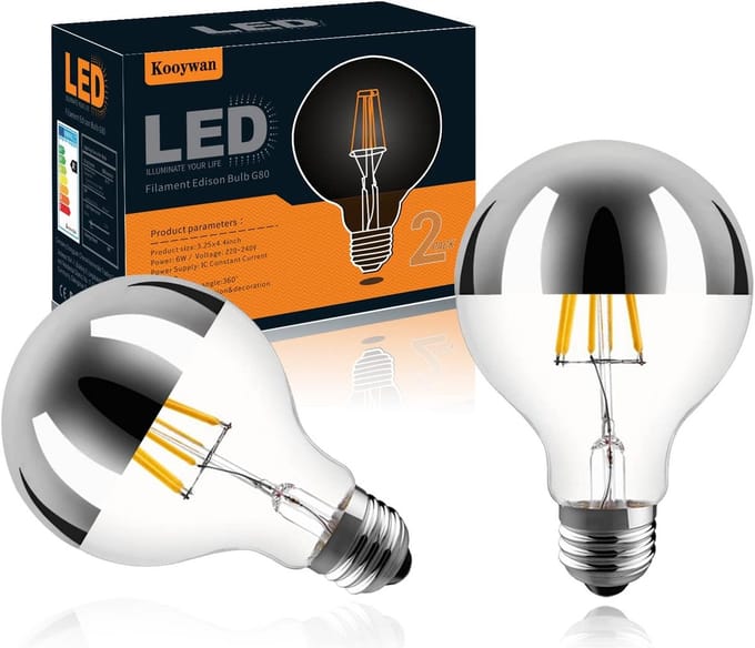 G80 E27 LED spiegellamp zilver 6W warmwit 2-pack