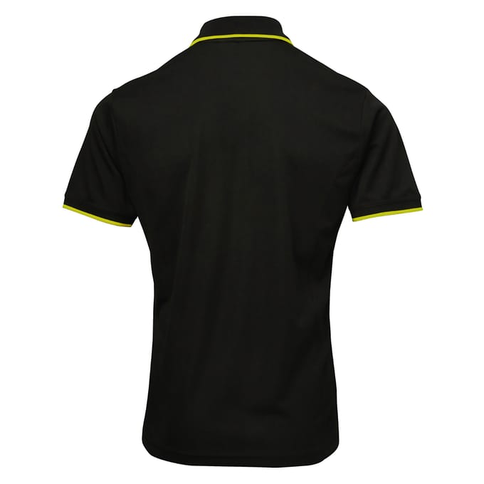Premier Herencontrast Coolchecker Polo Shirt (Zwart/Kalk)
