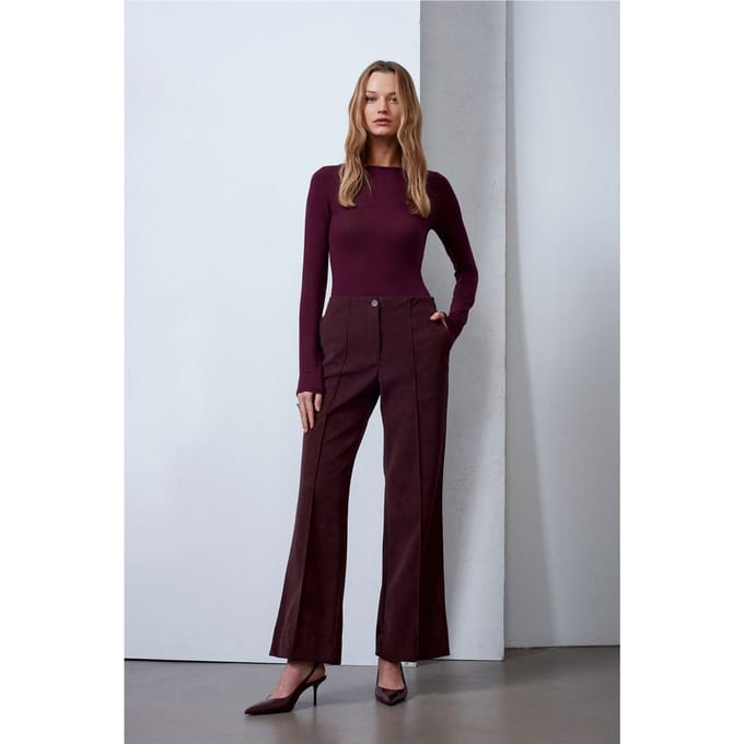 Dames Hoge Taille Wijde Pijpen Neplederen Broek