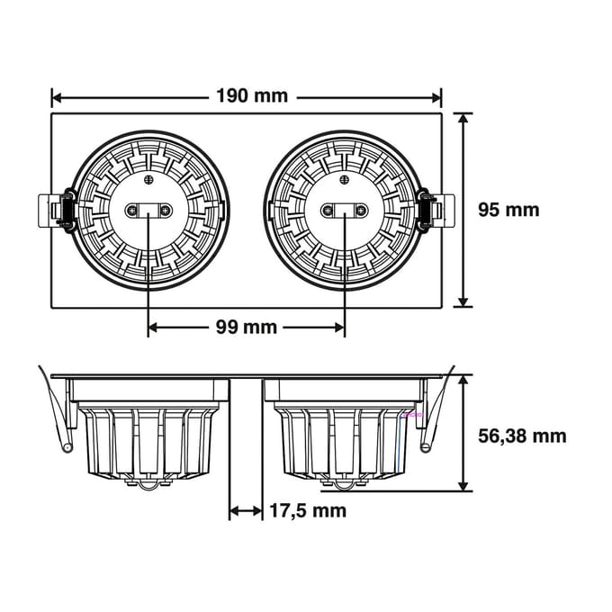 The Light Group SLC DL04 Square X2 LED inbouwlamp 2700K zwart