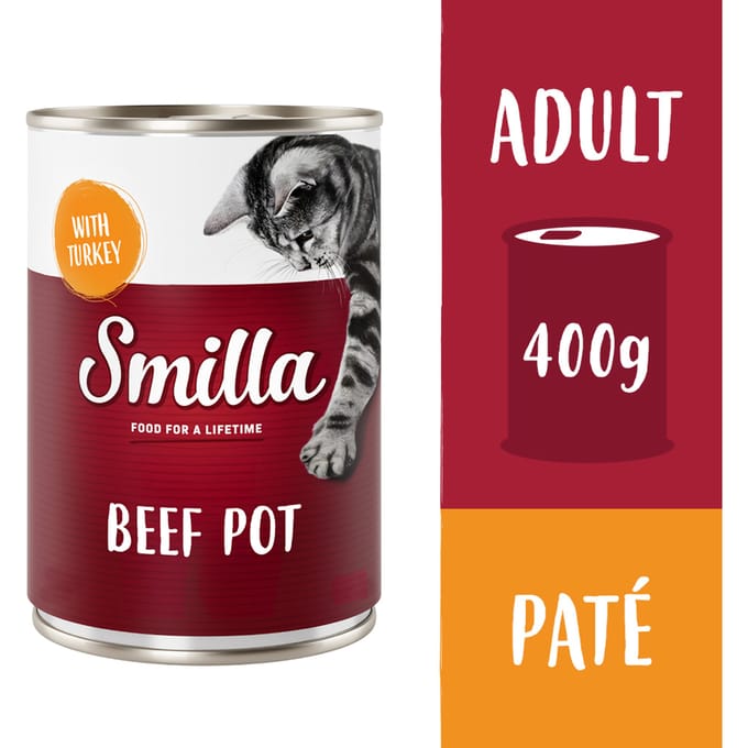 6x400g Rundvleesstukjes met Kalkoen Smilla Kattenvoer