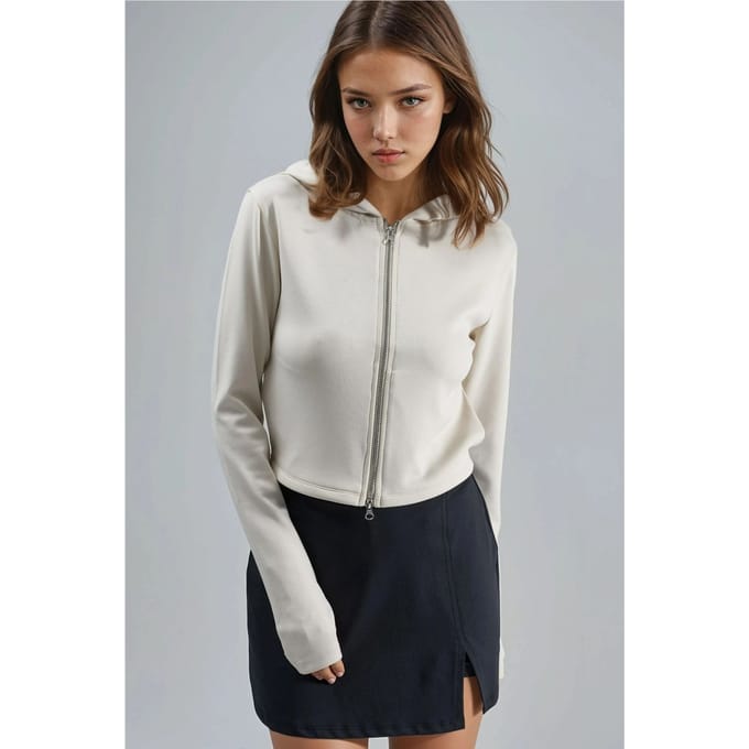 Hooded Zip-Up Regular Fit Jacket